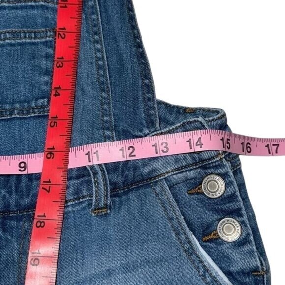 Girls I & M Jeans Distressed Denim Overalls Size L Mid-Rise Adjustable Straps - Picture 9 of 9